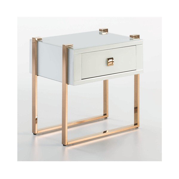 Noptieră cu picioare roz - aurii Thai Natura, alb-image-1