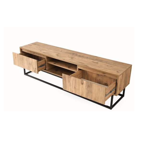 Comodă TV cu aspect de lemn de pin Kalune Design Belinda, lungime 140 cm, natural-image-1