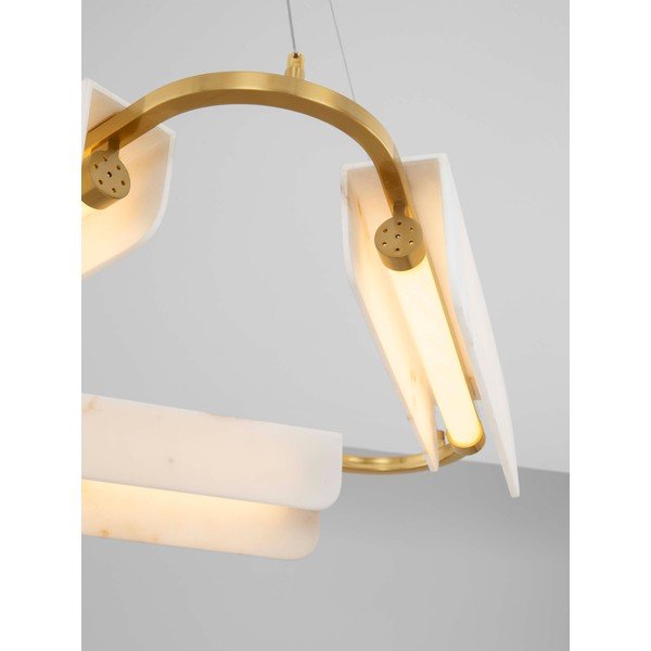 Lustră crem/alămie LED cu intensitate reglabilă cu aspect de marmură ø 63 cm Aider – Nova Luce-image-2