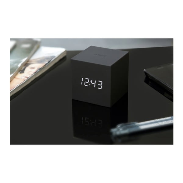 Ceas deșteptător cu LED Gingko Gravity Cube, negru-image-1