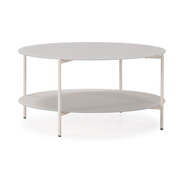 Măsuță de cafea crem rotundă cu blat din sticlă ø 83 cm Davi – MOME