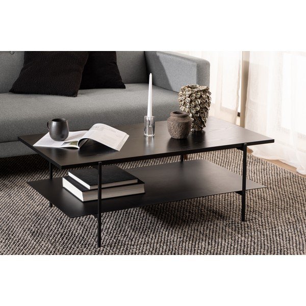 Masă de cafea cu blat în decor de lemn de frasin Actona Angus, negru-image-2