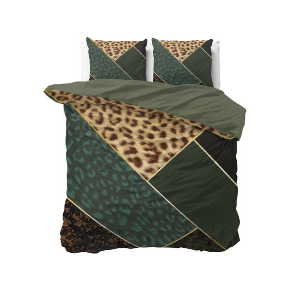 Lenjerie din bumbac pentru pat dublu Dreamhouse Viber Panther Green, 200 x 200 cm, verde