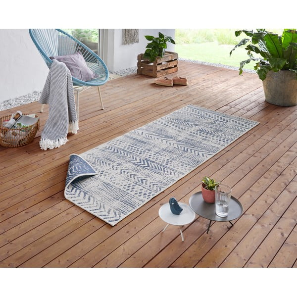 Covor adecvat pentru exterior NORTHRUGS Biri, 80 x 250 cm, albastru-crem-image-1
