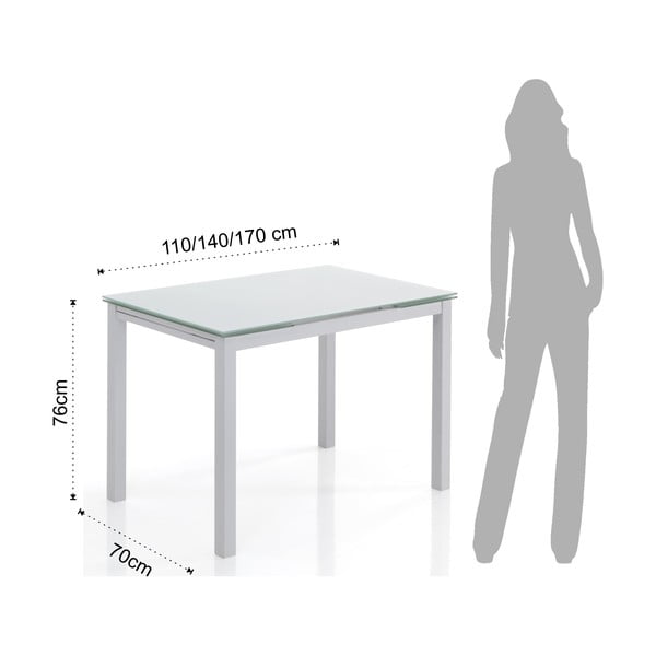 Masă de dining extensibilă cu blat din sticlă 70x110 cm Fast – Tomasucci-image-4