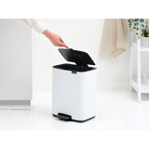 Coș de gunoi alb cu pedală din oțel 12 l Bo – Brabantia-image-1