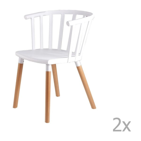 Set 2 scaune cu picioare din lemn sømcasa Jenna, alb