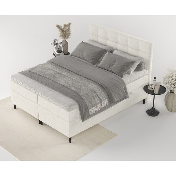 Pat boxspring crem cu spațiu de depozitare 180x200 cm Urbaneo – Maison de Rêve-image-3