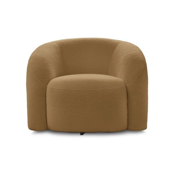 Fotoliu galben muștar pivotant cu tapițerie din țesătură bouclé Elina – Bobochic Paris-image-2