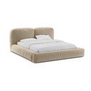 Pat matrimonial bej tapițat cu spațiu de depozitare cu somieră 200x200 cm Martina – Micadoni 