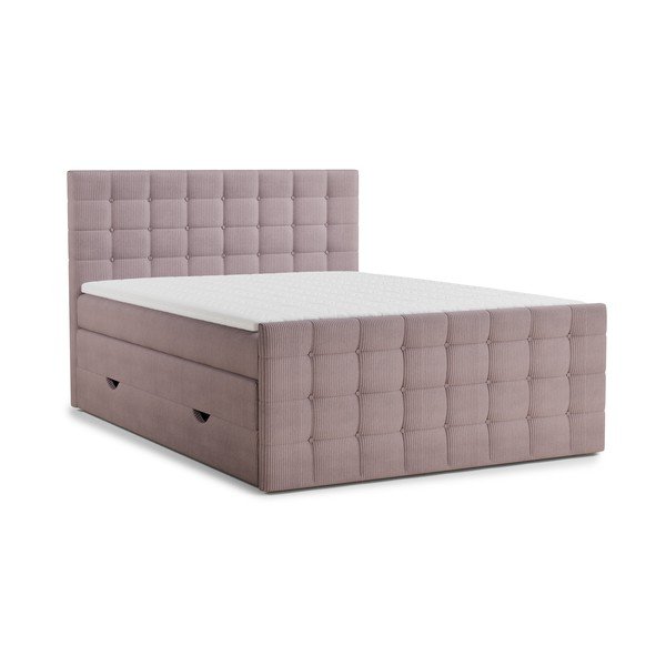 Pat boxspring mov cu spațiu de depozitare 200x200 cm Tasca – Maison de Rêve