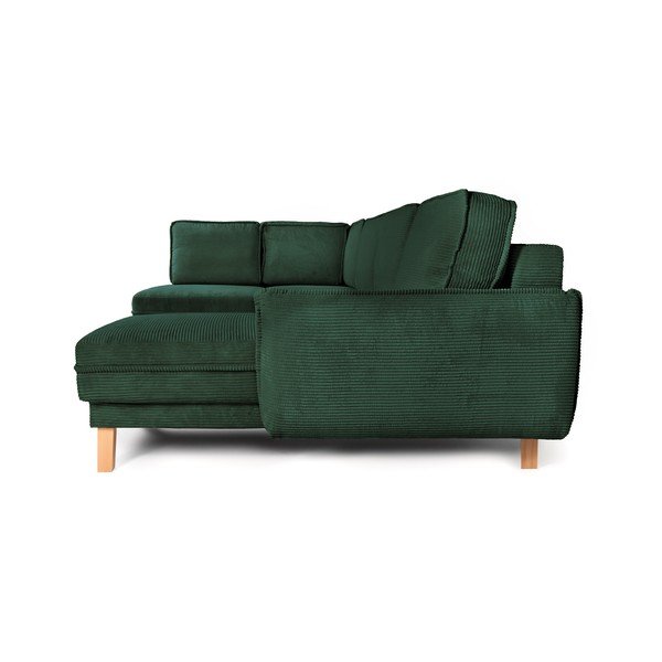 Colțar verde închis extensibil/cu spațiu de depozitare cu tapițerie din catifea reiată  (cu colț pe partea stângă/în formă de "U") Tori – Bonami Selection-image-4