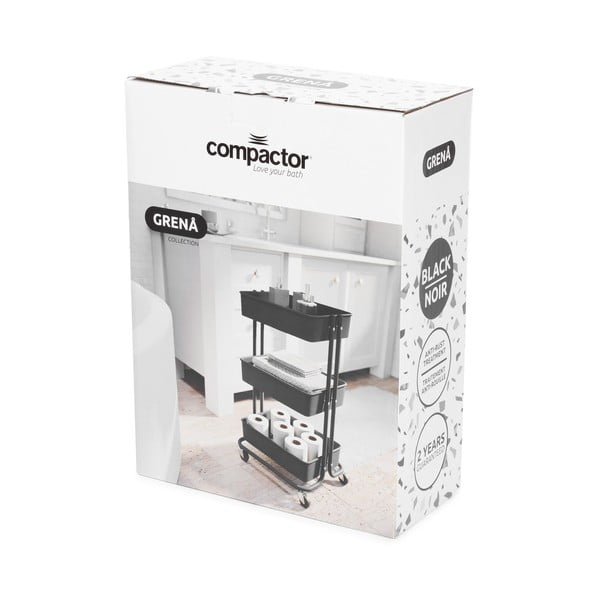 Etajeră cu roți neagră din plastic 43x36 cm Grena – Compactor-image-4