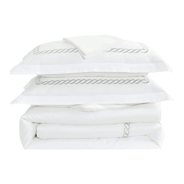 Lenjerie de pat albă din bumbac satinat pentru pat de o persoană cu cearceaf inclus, cu 6 piese 140x200 cm Whispered Serenity – Mila Home Luxury