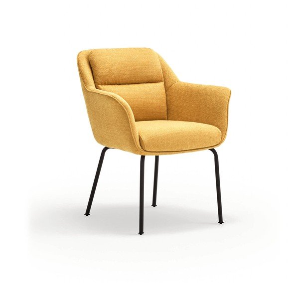 Scaun de living galben muștar cu cotiere tapițat Sadira – Teulat