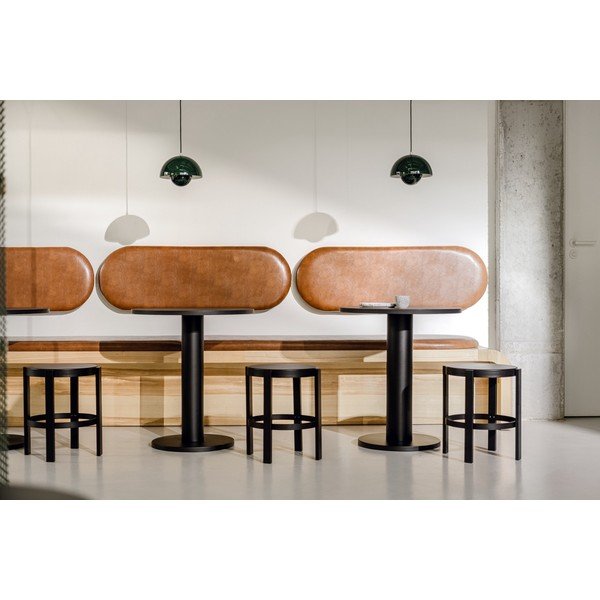 Masă de dining rotundă cu blat cu aspect de lemn de stejar ø 80 cm Sool – noo.ma-image-1