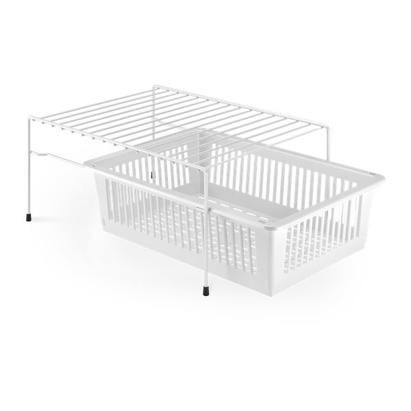 Raft suplimentar din oțel inoxidabil cu spațiu de depozitare Metaltex Dino, alb-image-1