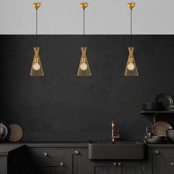 Lustră aurie cu abajur din metal ø 20 cm Mezopotamya – Opviq lights-image-2