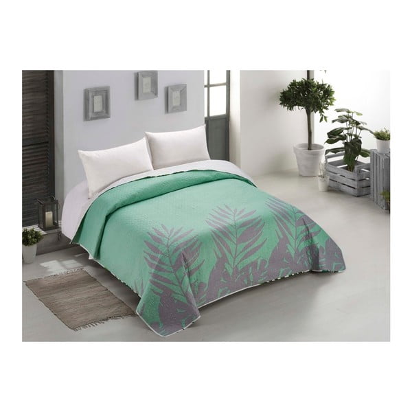 Lenjerie de pat reversibilă din micropercal AmeliaHome Makia, 200 x 200 cm, verde mentă