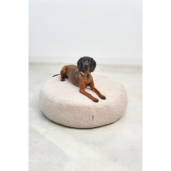 Pat  bej pentru câini din material bouclé ø 90 cm Senso Pouffe Greige M/L – MiaCara-image-2