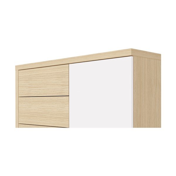 Comodă înaltă albă cu aspect de lemn de stejar 113x113 cm Hugo TemaHome-image-1