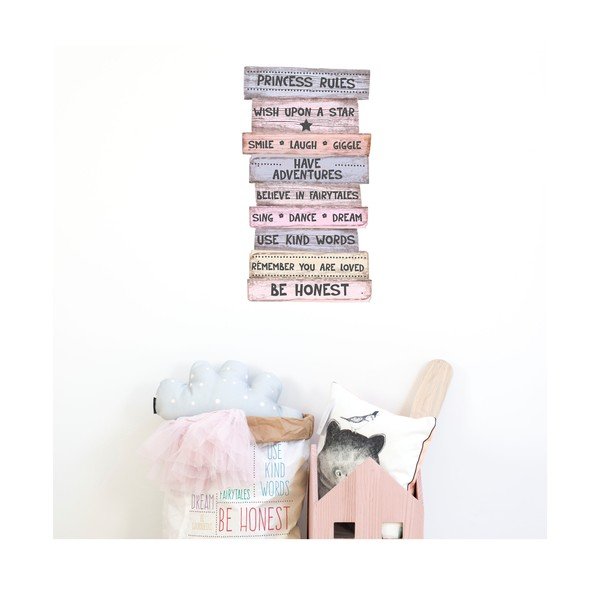 Decoraţiune din lemn Little Nice Things Princess Rules, 50 x 30 cm-image-1