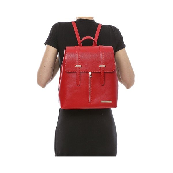 Rucsac din piele, Sofia Cardoni Tefe, roșu-image-3