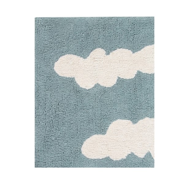 Covor pentru copii albastru lavabil/țesut manual din bumbac 120x160 cm Clouds Vintage Blue – Lorena Canals-image-4
