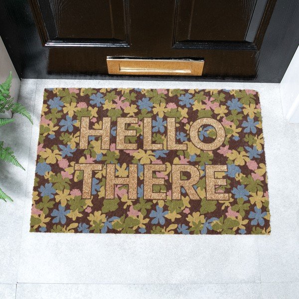 Covoraș de intrare din fibre de nucă de cocos 40x60 cm Hello There – Artsy Doormats-image-4