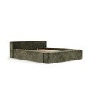 Pat matrimonial verde închis tapițat cu spațiu de depozitare cu somieră 180x200 cm Voliera – Maison de Rêve