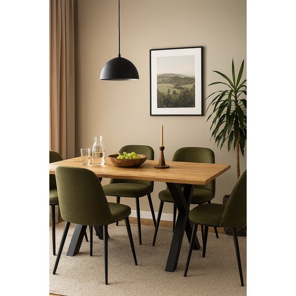 Masă de dining cu aspect de lemn de stejar 90x160 cm Kora – Bonami Essentials-image-1