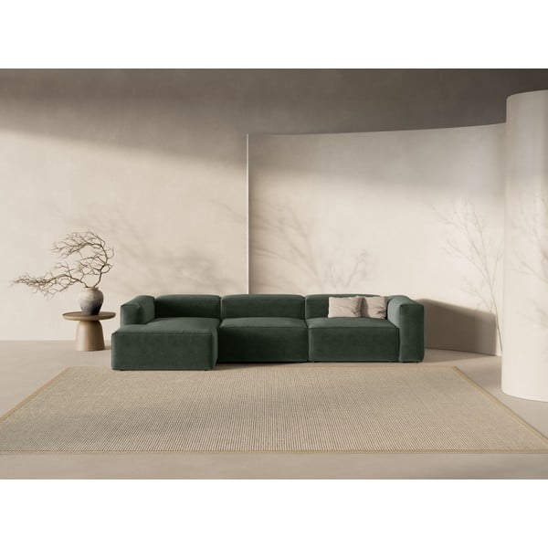 Colțar verde (cu colț pe partea stângă/cu șezlong) Bergamo – Cosmopolitan Design-image-1