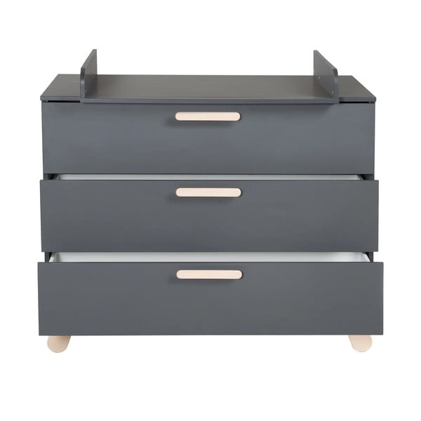 Comodă de copii gri antracit joasă cu masă de schimbat 117x103 cm Jara – Roba-image-4