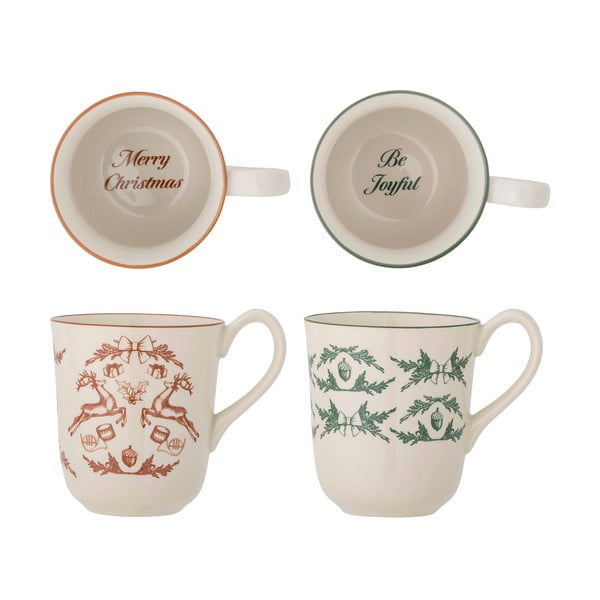 Căni crem 2 buc. din gresie 300 ml  cu model de Crăciun Beth – Bloomingville-image-3