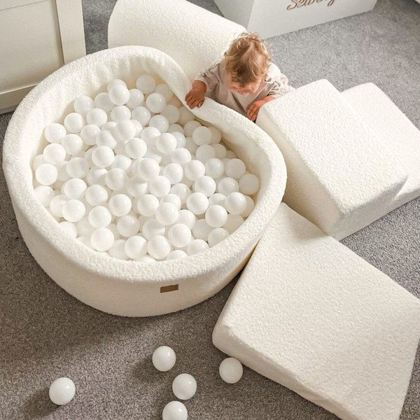 Teren de joacă din spumă alb 3 buc. din material bouclé înălțime 30 cm 225x90 cm – Meowbaby-image-2