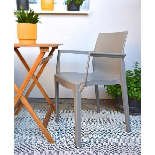 Scaun de grădină bej din plastic Emma - Rojaplast-image-1