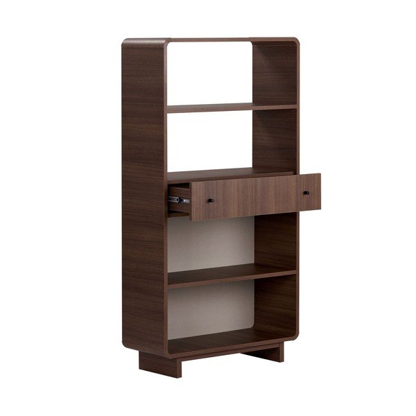 Bibliotecă în culoare naturală închisă cu aspect de lemn de nuc 78x153x34 cm Senza – Nordure-image-3