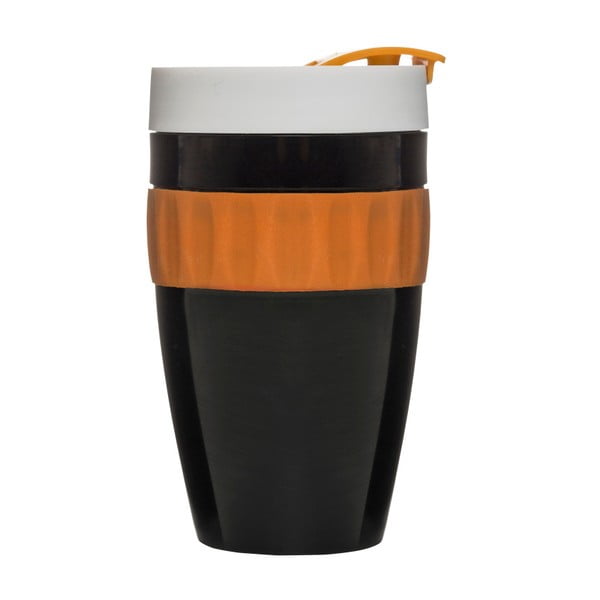 Cană termo Sagaform To Go Mug, 400 ml, negru-portocaliu