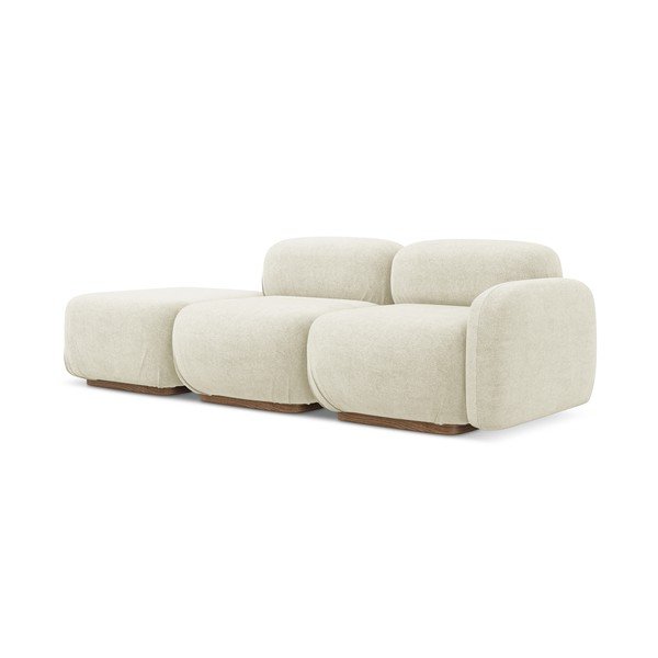 Șezlong modular crem cu tapițerie din țesătură bouclé (cu colț pe partea stângă) Ailani – Makamii-image-1