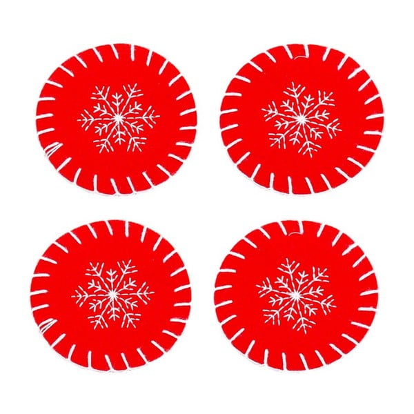 Coasters roșii 4 buc.  cu model de Crăciun – Casa Selección