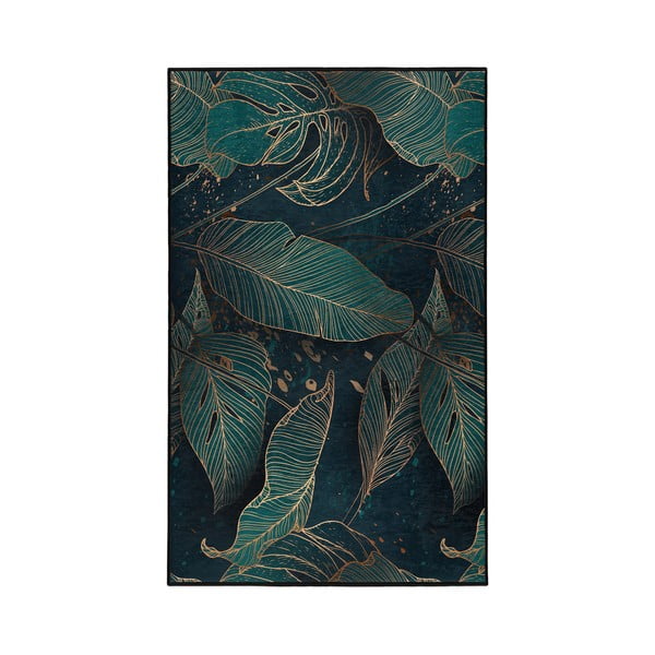 Covor culoare petrol lavabil 80x150 cm Midnight Jungle – Mila Home