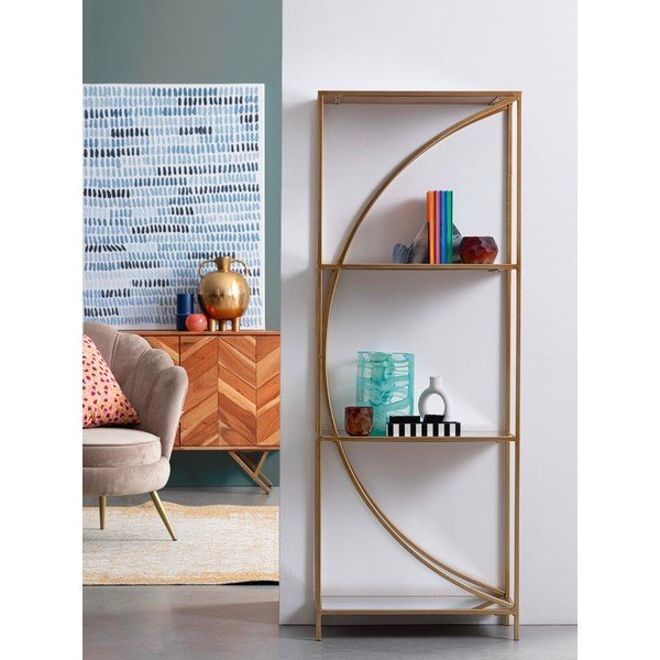 Bibliotecă aurie din oțel 56x151,5x25 cm Elenor – Bizzotto-image-1