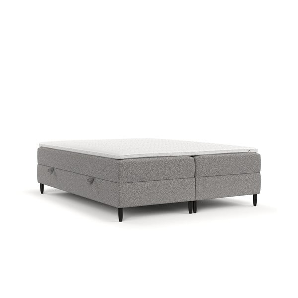 Pat boxspring gri cu spațiu de depozitare 200x200 cm Malte – Maison de Rêve