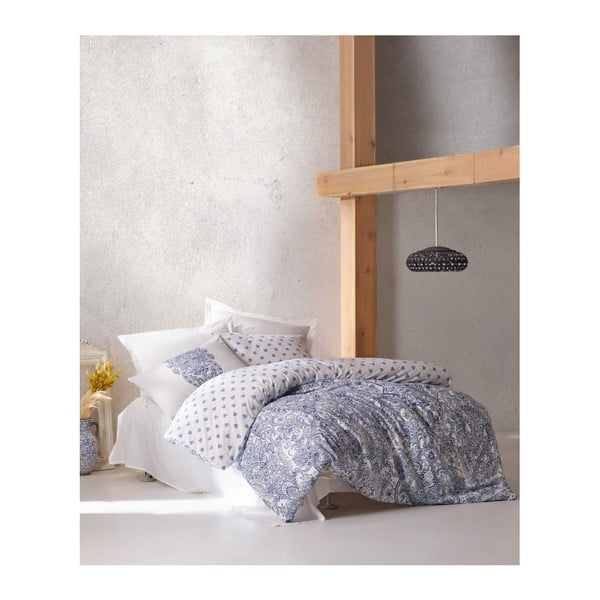Lenjerie de pat cu cearșaf din bumbac Materro Gunna, 160 x 220 cm