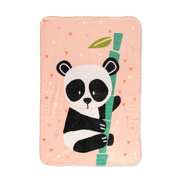 Pătură pentru copii roz-deschis din microfibră 140x110 cm Panda – Moshi Moshi