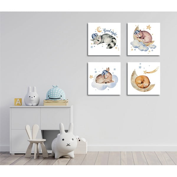 Tablouri 4 buc. 30x30 cm Good Night – Wallity-image-1