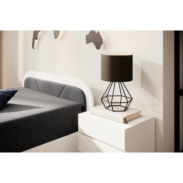 Pat alb/gri închis tapițat/din  placă aglomerată de lemn cu spațiu de depozitare cu saltea 80x190 cm Parys – ELTAP-image-4