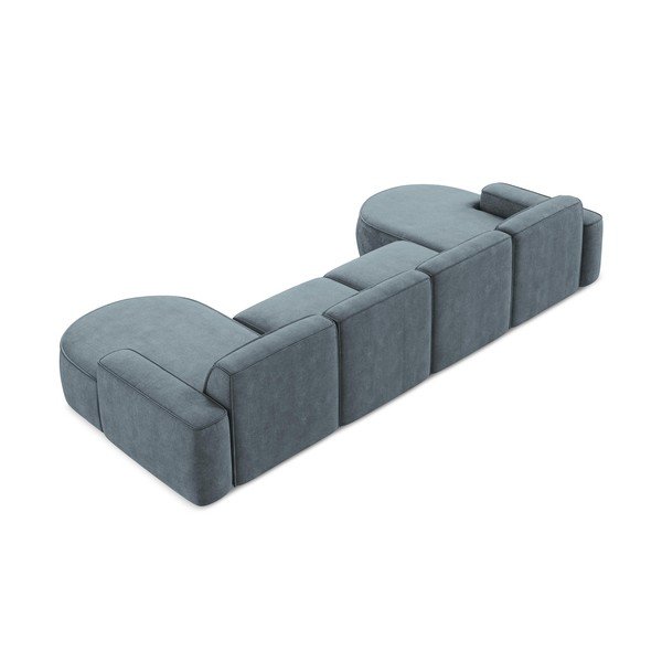 Colțar albastru prăfuit cu tapițerie din chenille (în formă de "U") Omao – Makamii-image-3