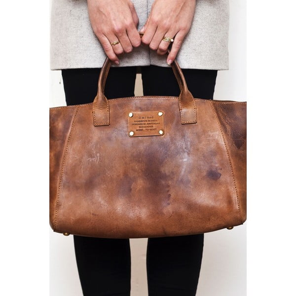 Geantă din piele O My Bag Fly Violet Midi, maro -image-1