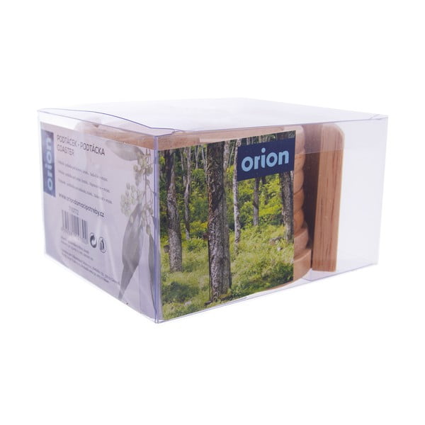 Coasters în culoare naturală cu suport 6 buc. din lemn – Orion-image-2